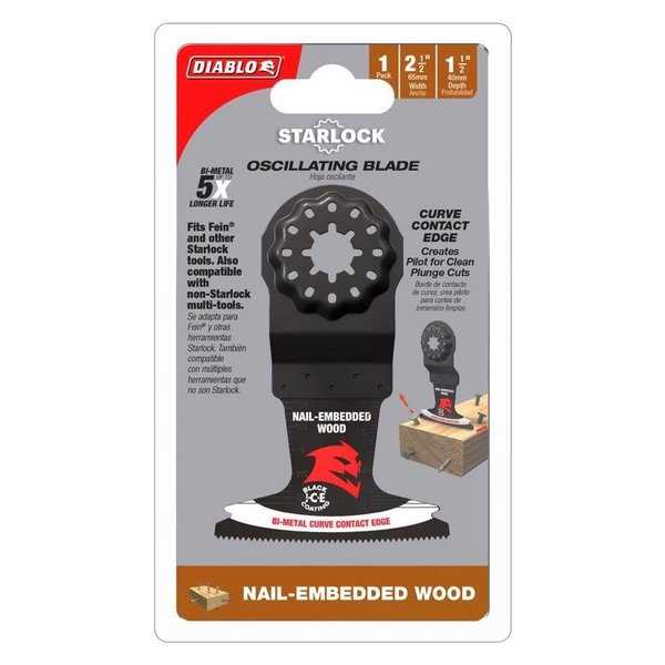 Diablo 2-1/2 in. W Bi-Metal Curved Contact Edge Oscillating Blade Nail-Embedded Wood DOS250BW10